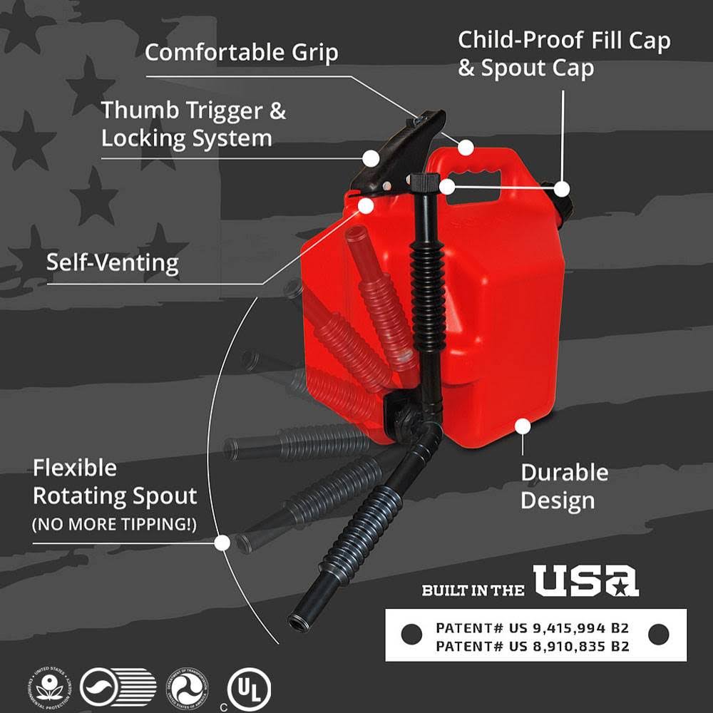 Self Venting Easy Pour 2.2 Gallon Flow Control Gas Container (2 Pack) K30301