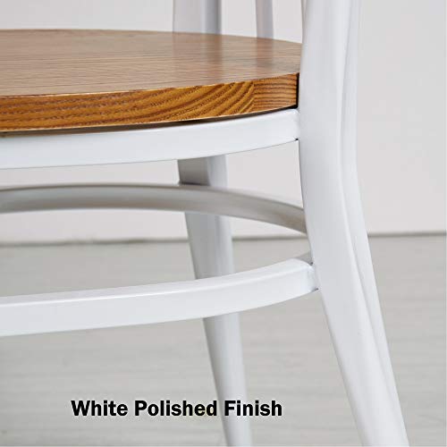 Heavy Duty Metal Dining Chair Set of 2, Stackable with Wood Seat, Black P999898