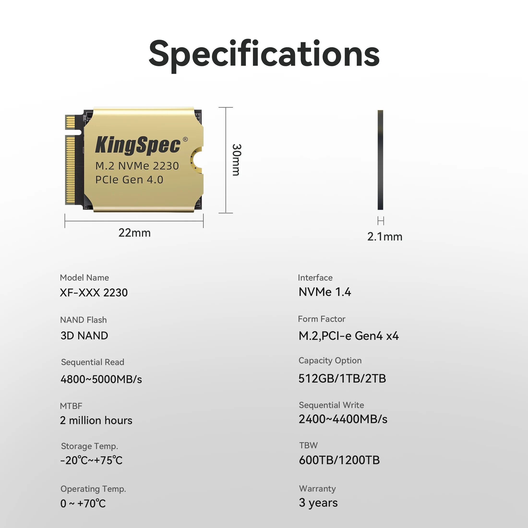 512GB M.2 2230 SSD PCIe 4.0 with Heatsink C943
