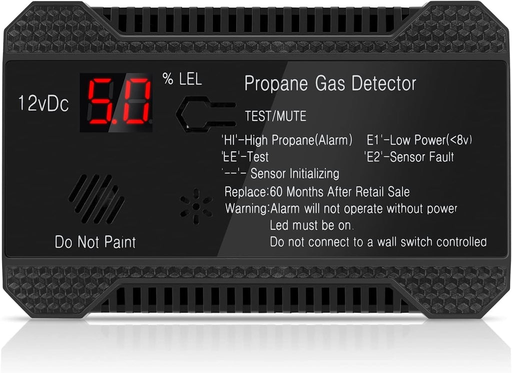 RV Propane Gas Detector, 12V High Sensitivity Alarm with LCD Display Z862