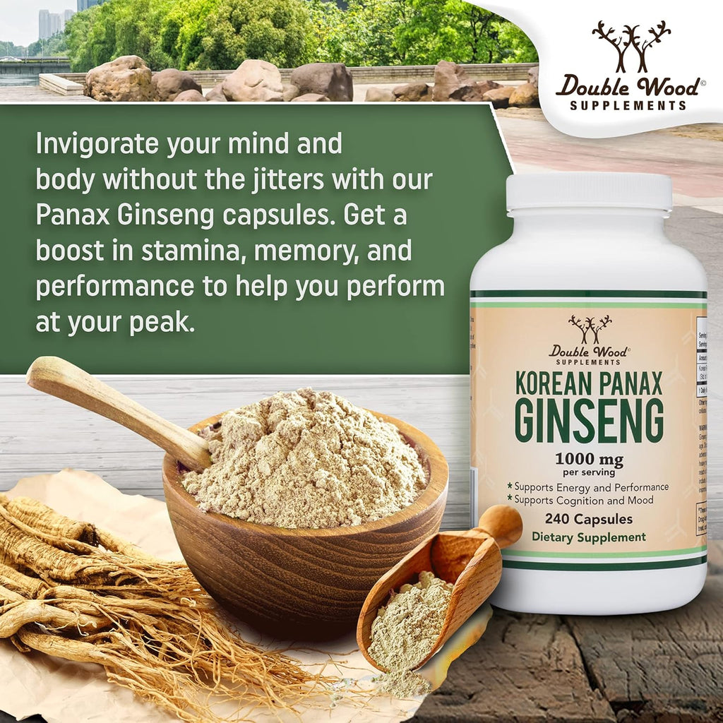 Korean Red Ginseng Extract Capsules 1000mg, 240 Vegan Capsules B3039