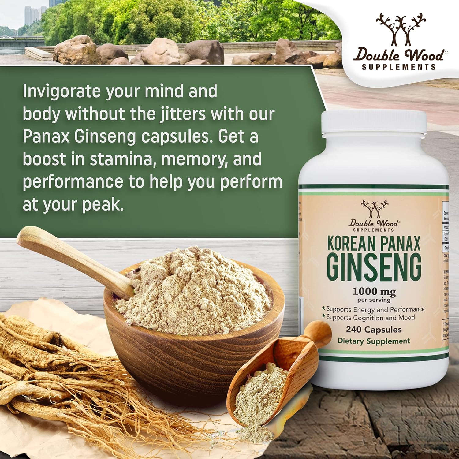 Korean Red Ginseng Extract Capsules 1000mg, 240 Vegan Capsules B3039