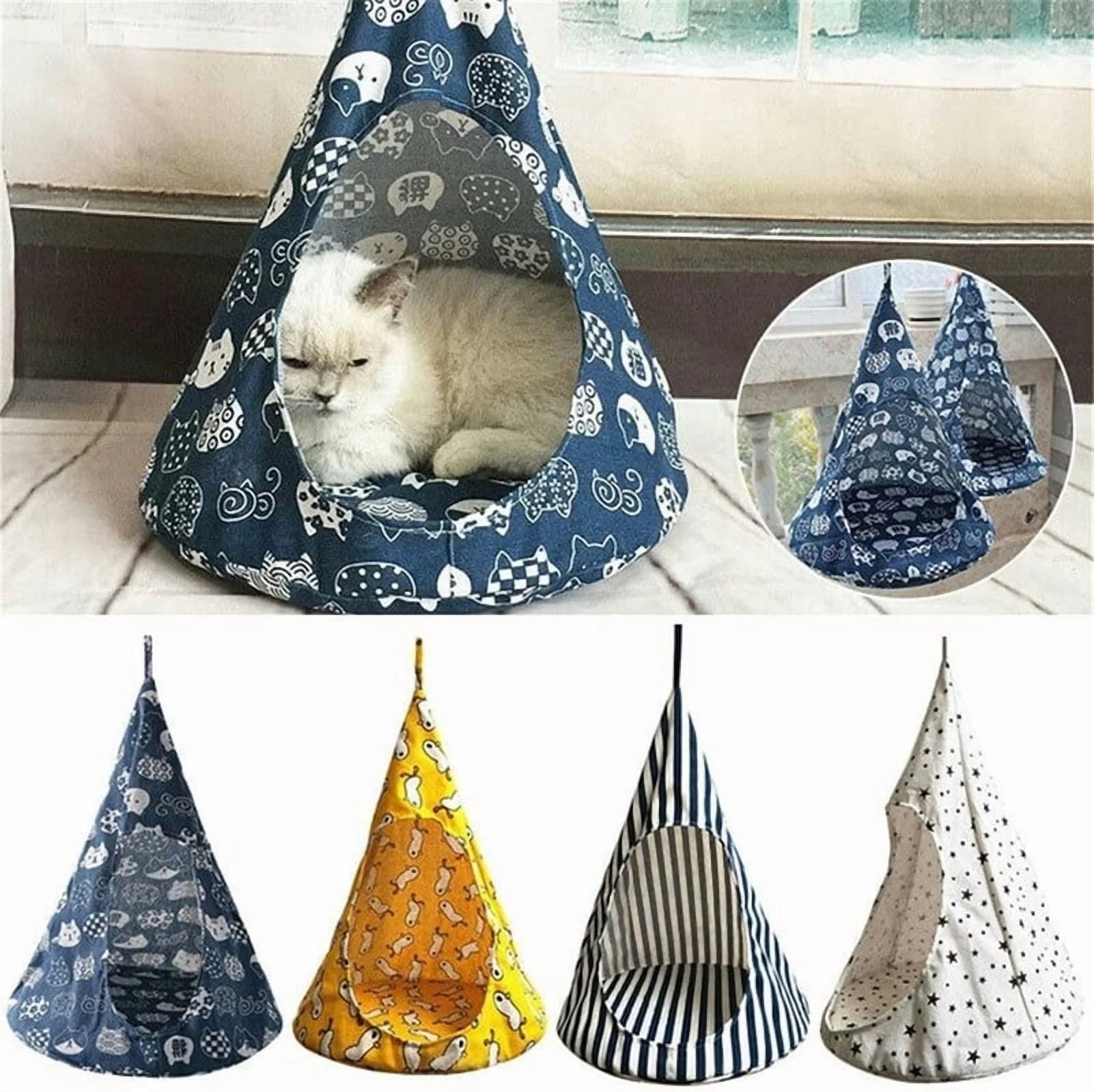 Cat Hammock Bed Hanging for Cats Small Dogs Rabbits Blue V417