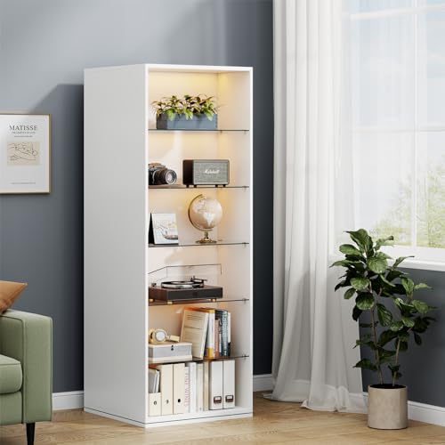 Rotating Shoe Rack with Sensor Light and Glass Shelves A760
