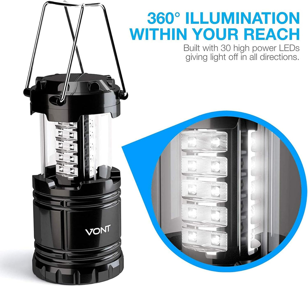 8 Pack LED Camping Lantern, Collapsible, Batteries Included O351