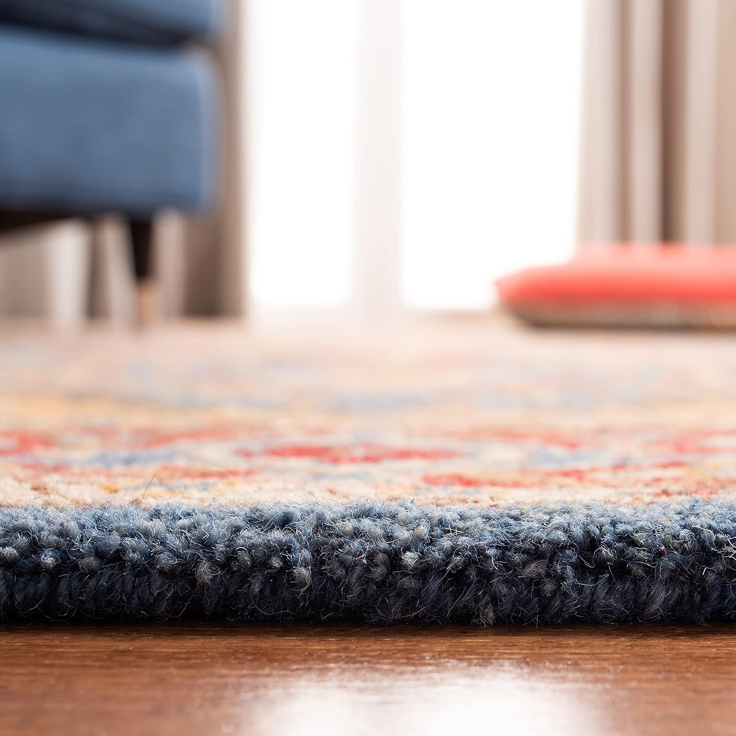 Antique Oriental Wool Area Rug - 8' x 10', Red & Blue H382459