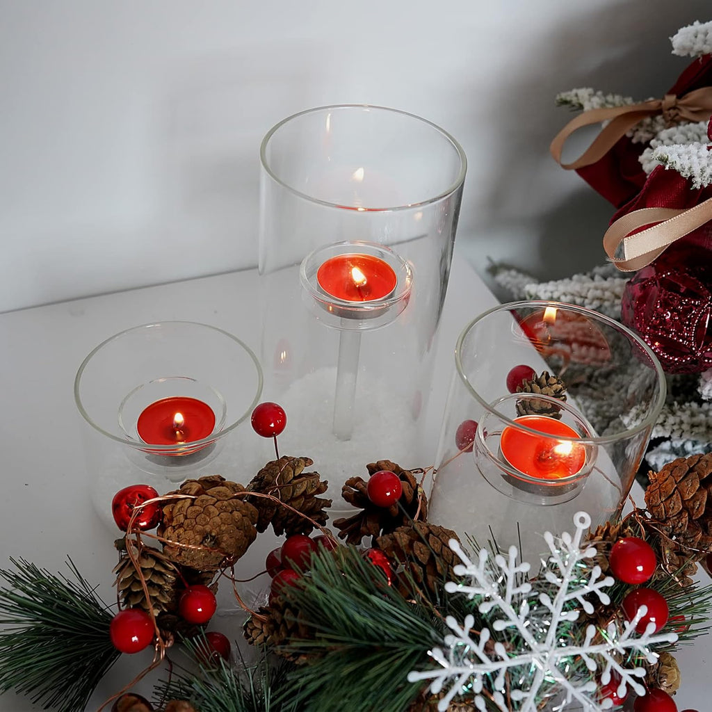 Clear Cylinder Glass Candle Holder Set of 3 for Table Centerpieces C17583