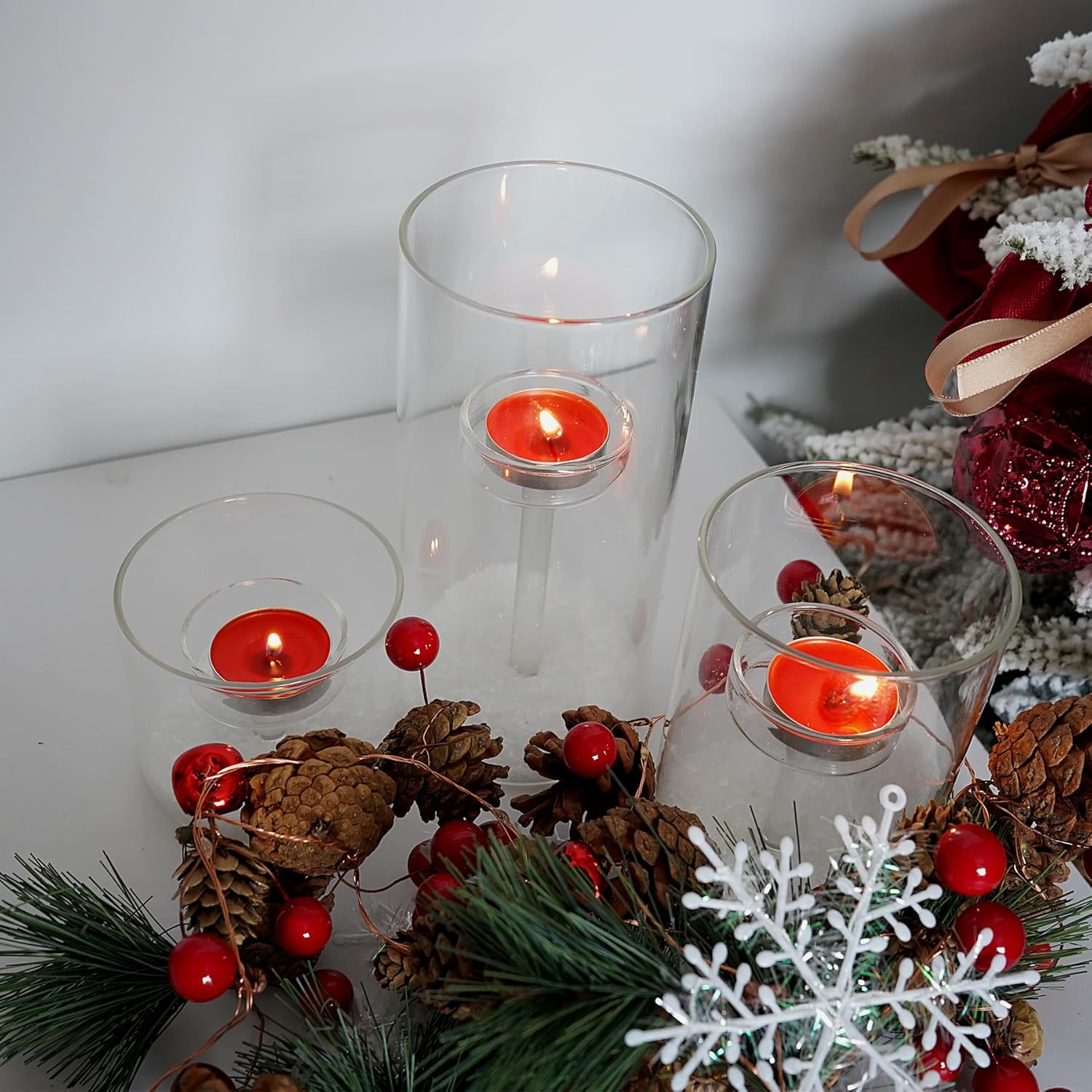 Clear Cylinder Glass Candle Holder Set of 3 for Table Centerpieces C17583