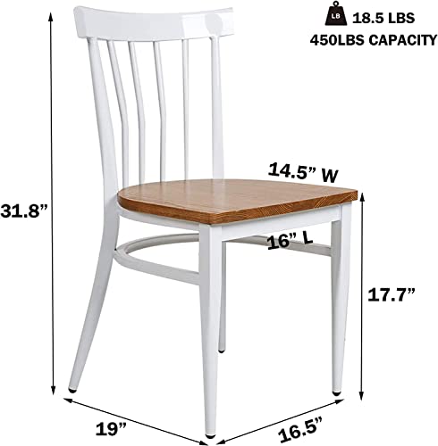 Heavy Duty Metal Dining Chair Set of 2, Stackable with Wood Seat, Black P999898