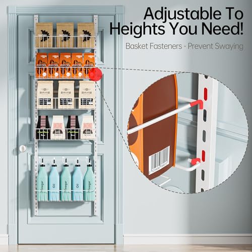 Over the Door Pantry Organizer, 6-Tier Metal Storage Rack, White G871