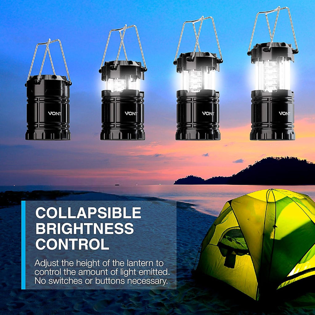 8 Pack LED Camping Lantern, Collapsible, Batteries Included O351