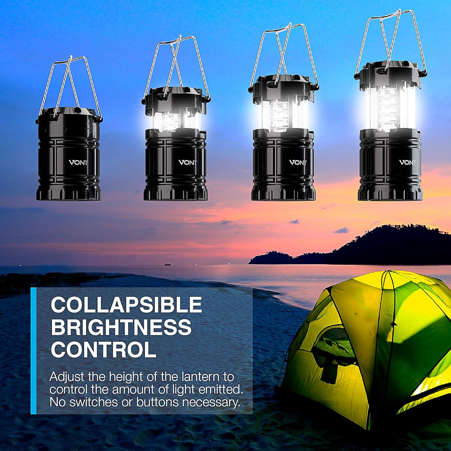 8 Pack LED Camping Lantern, Collapsible, Batteries Included O351