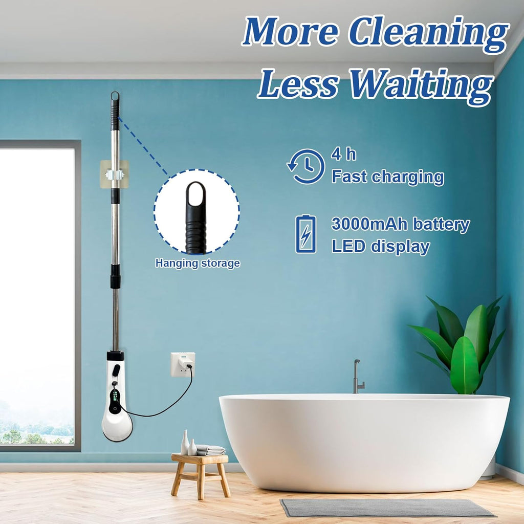 Cordless Electric Spin Scrubber with Adjustable Extension Arm M7593