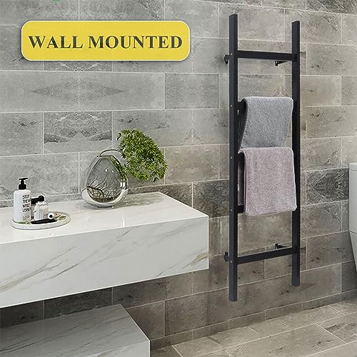 Wall Mounted 57in Wooden Blanket Ladder for Living Room, Black S525885