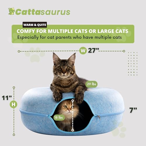 Cat Cave for Large Cats, Scratch Detachable & Washable Tunnel Bed W834457