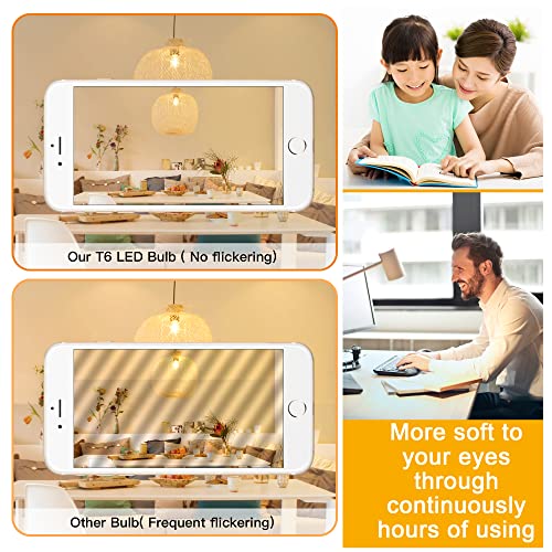 12 Pack Dimmable T6 LED Bulbs, 4W Equal 40W E12 Candelabra, 5000K Clear U6058