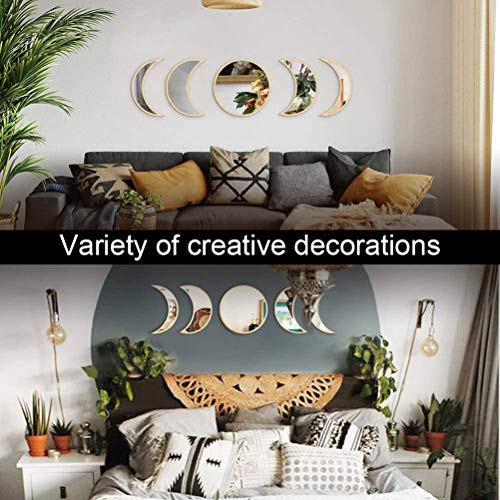 Moon Phase Mirror Set Acrylic Wall Decor for Home Living Room Bedroom L704
