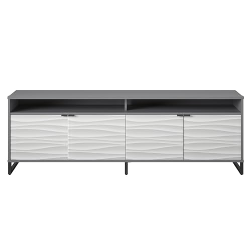 Ameriwood Home Monterey 1 Door / 3 Drawer Accent Cabinet, Faux Wave/Graphite