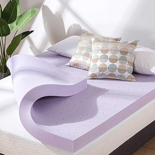 Mellow 2 Inch Ventilated Memory Foam Mattress Topper, Soothing Lavender Infusion, CertiPUR-US Certified, Full
