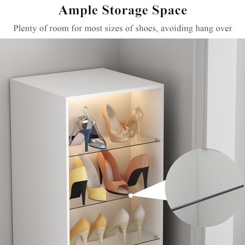 Rotating Shoe Rack with Sensor Light and Glass Shelves A760