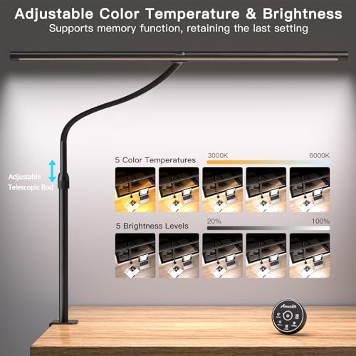 Desk Lamp with Remote Control, Adjustable Brightness & Color Temperature W111