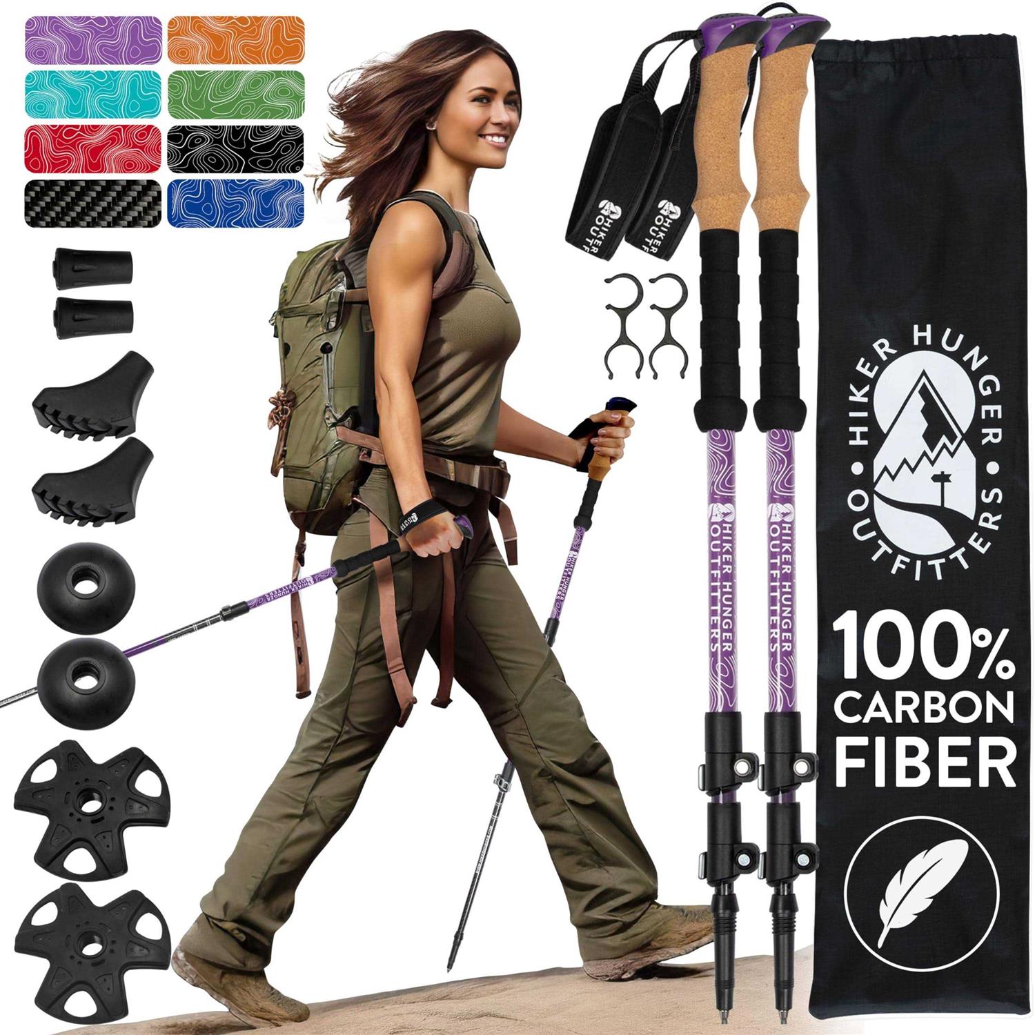 Carbon Fiber Trekking Poles Collapsible Walking T7358
