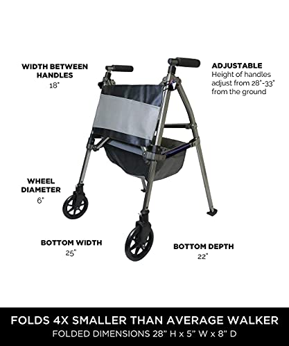 Junior Lightweight Folding Rolling Walker with Swivel Wheels O3021