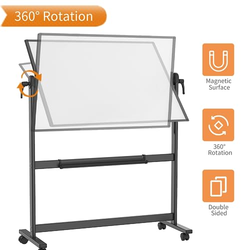 Double-Sided Magnetic Mobile Whiteboard, 48 x 36 Inches L482