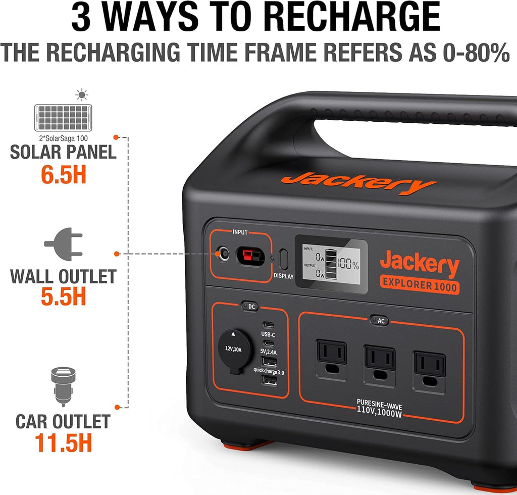 Portable Power Station 1002Wh Solar Generator with 3 AC Outlets for Camping and Emergency G5330