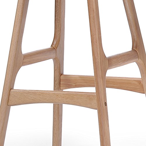 Upholstered Bar Stool Set of 2 Wood Counter Height Chairs with Footrests J934949