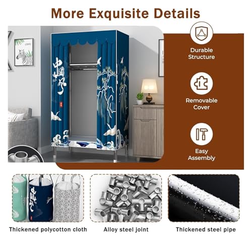 Portable Wardrobe Rack with Clothes Rail and Shelves N122
