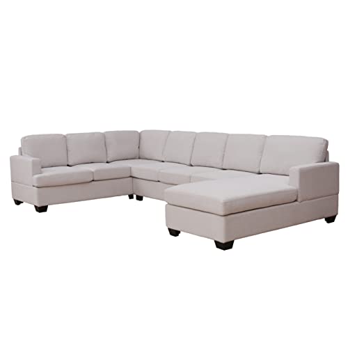 Upholstered U-Shape Sectional Sofa with Chaise Lounge, Beige S3622