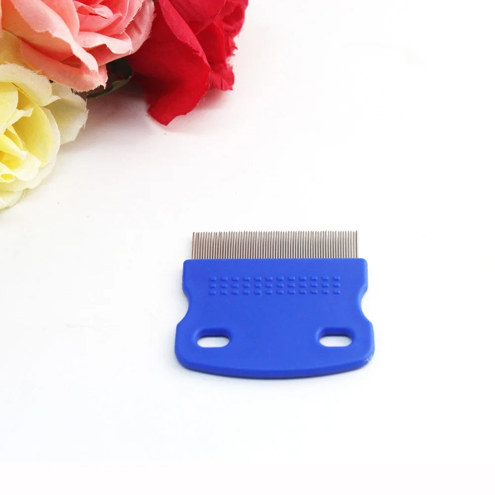 Pet Hair Grooming Comb Flea Shedding Brush Stainless Steel Fine Toothed P104357