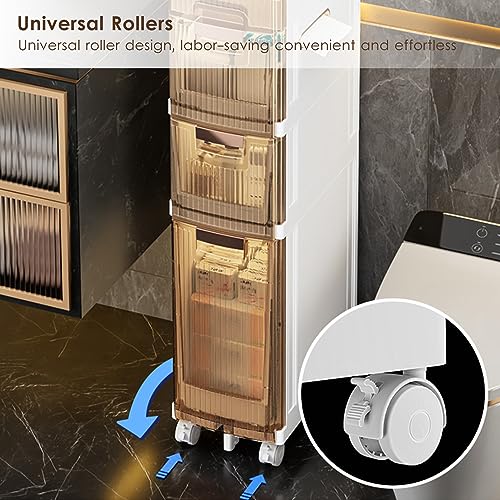 Waterproof Bathroom Storage Cabinet with Wheels and Drawers Q57969