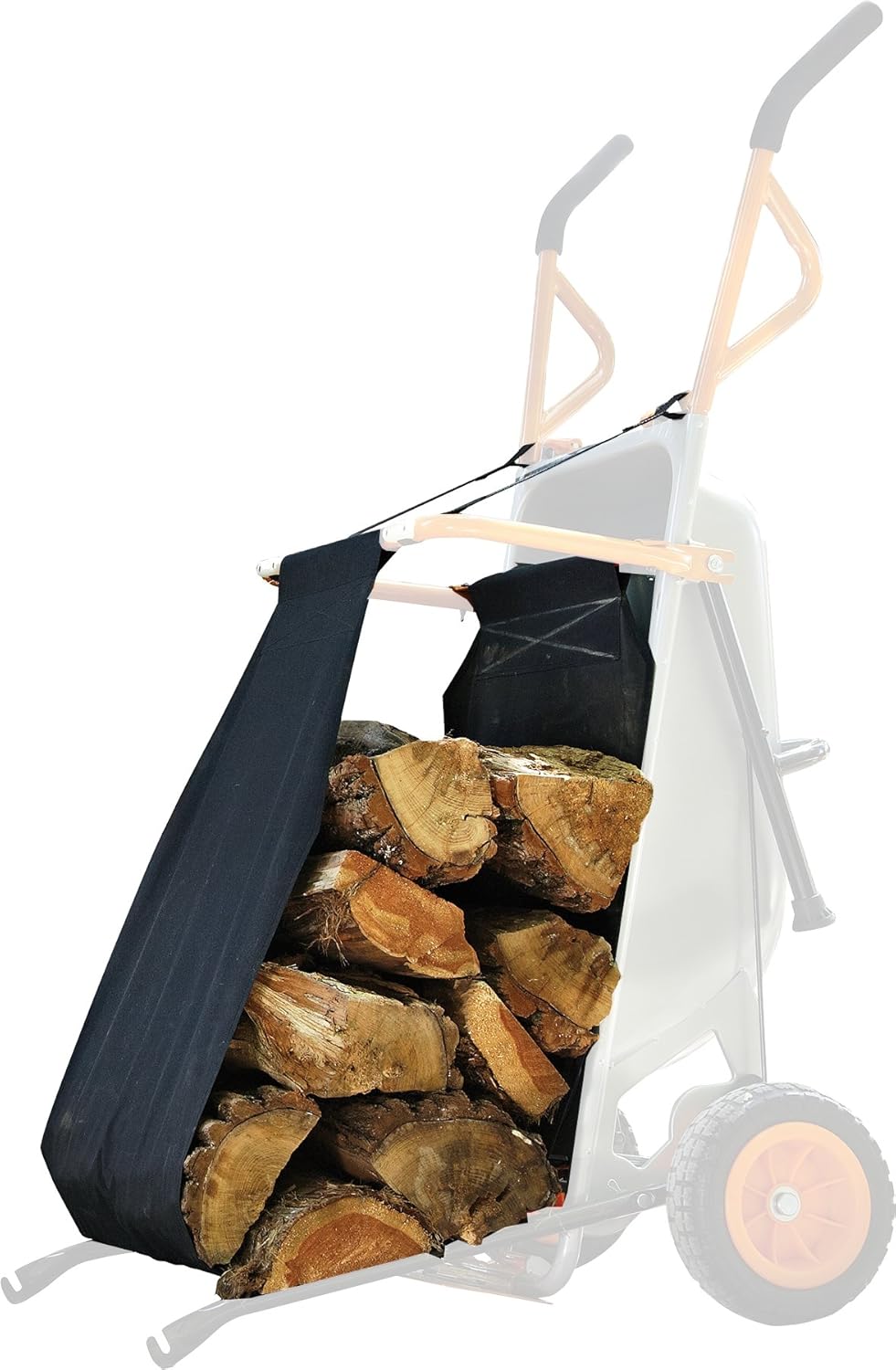 8-in-1 Wheelbarrow Yard Cart Dolly with Firewood Carrier, Orange Q812389