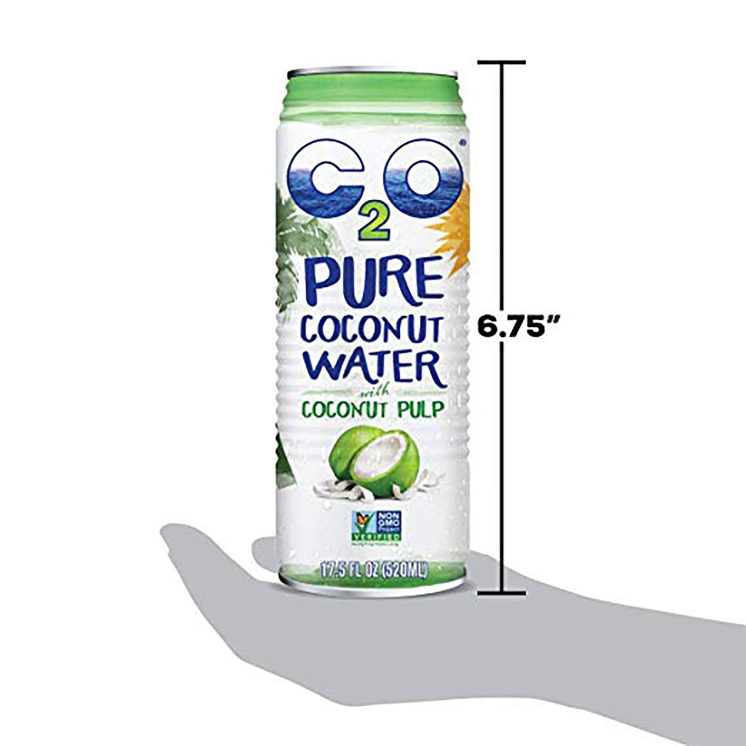 Pure Coconut Water with Pulp, 17.5 fl oz, Pack of 12 Z625