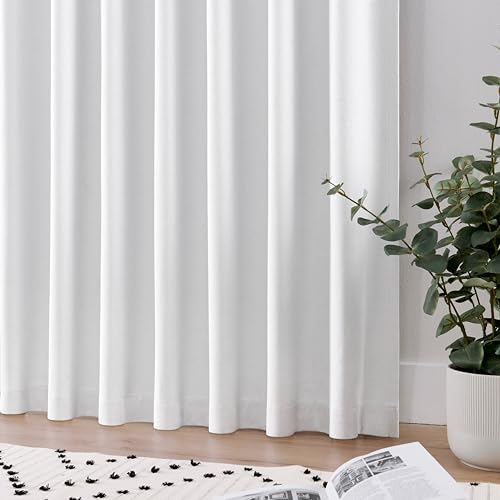 Faux Linen Blackout Curtains for Bedroom, Light Grey, 84 Inches Long R7653