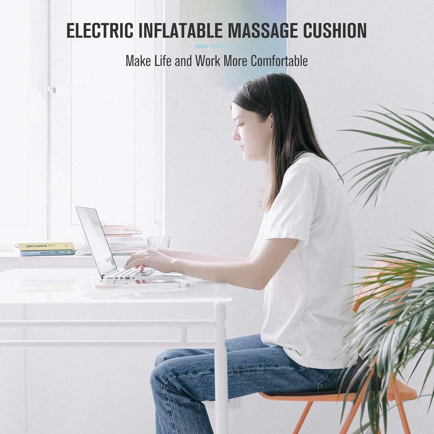 Rechargeable Electric Inflatable Air Seat Cushion with Massage Mode G40934
