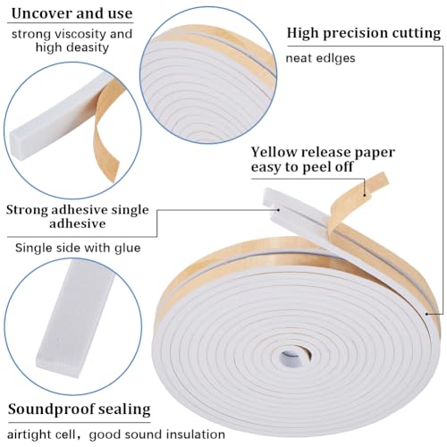10m Foam Insulation Tape Self Adhesive Black Soundproofing Weather Stripping Seal Strip for Doors Windows L179