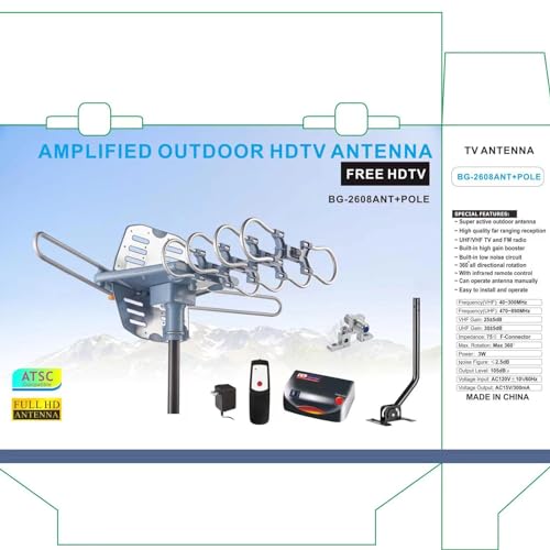 Outdoor TV Antenna, 360° Rotation, Supports 2 TVs P860760