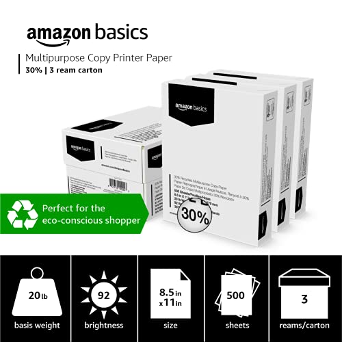 Multipurpose Copy Printer Paper - 8.5 x 11 Inches, 500 Sheets, White Q35452