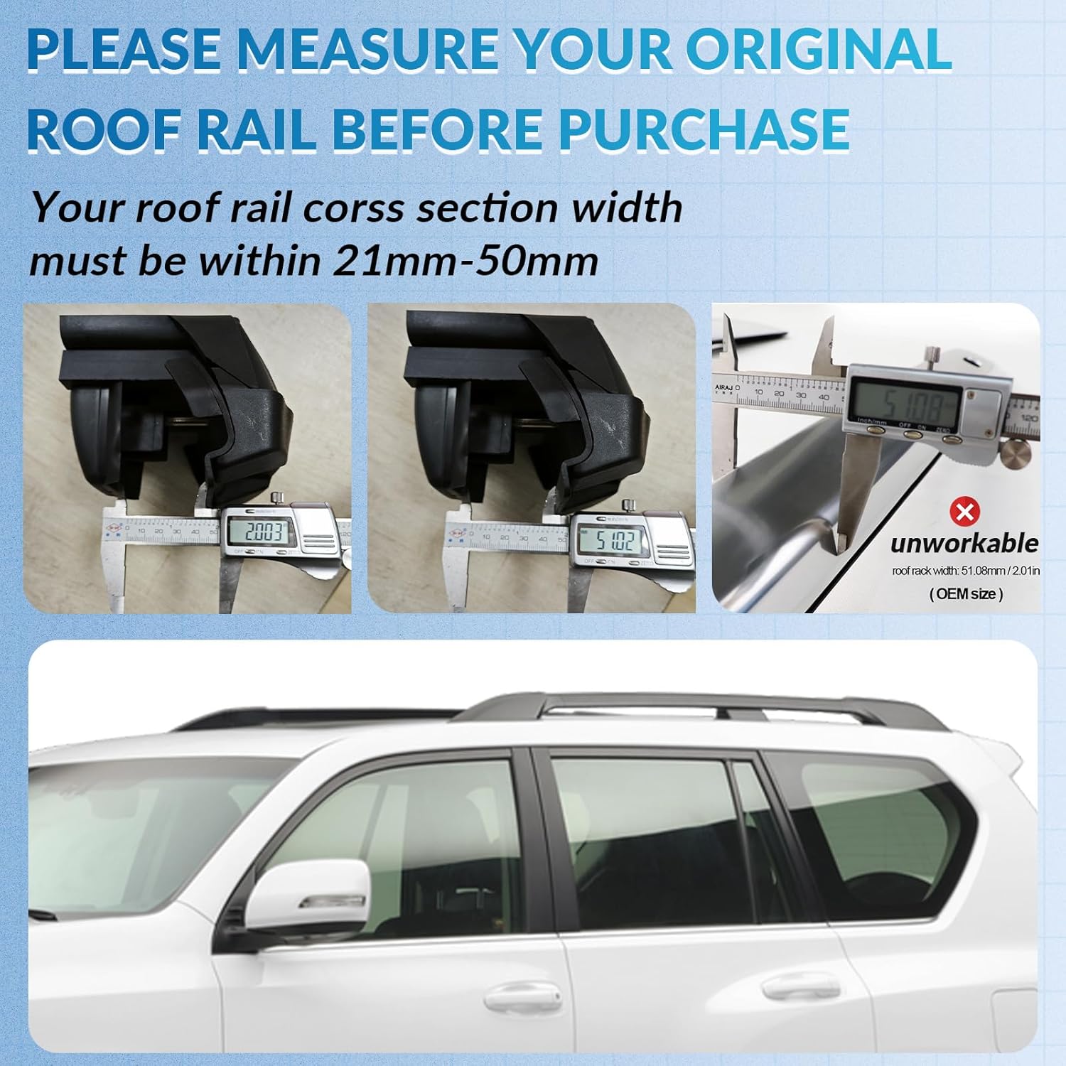 Roof Rack Cross Bars, Adjustable Lockable Aluminum Cargo Carrier, 330 LBS Capacity C9605