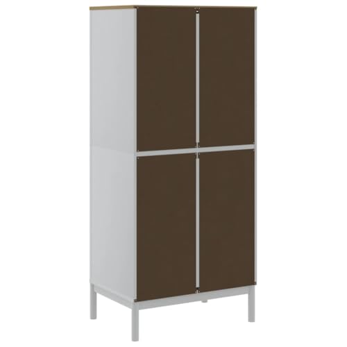 Wooden Wardrobe Closet with Doors, Solid Pine Storage Cabinet K816958