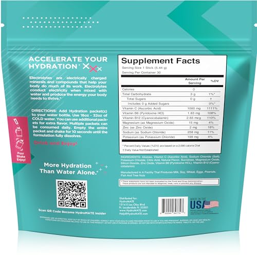 Electrolytes Powder No Sugar Acai Berry Hydration Packets with Vitamin C P811146