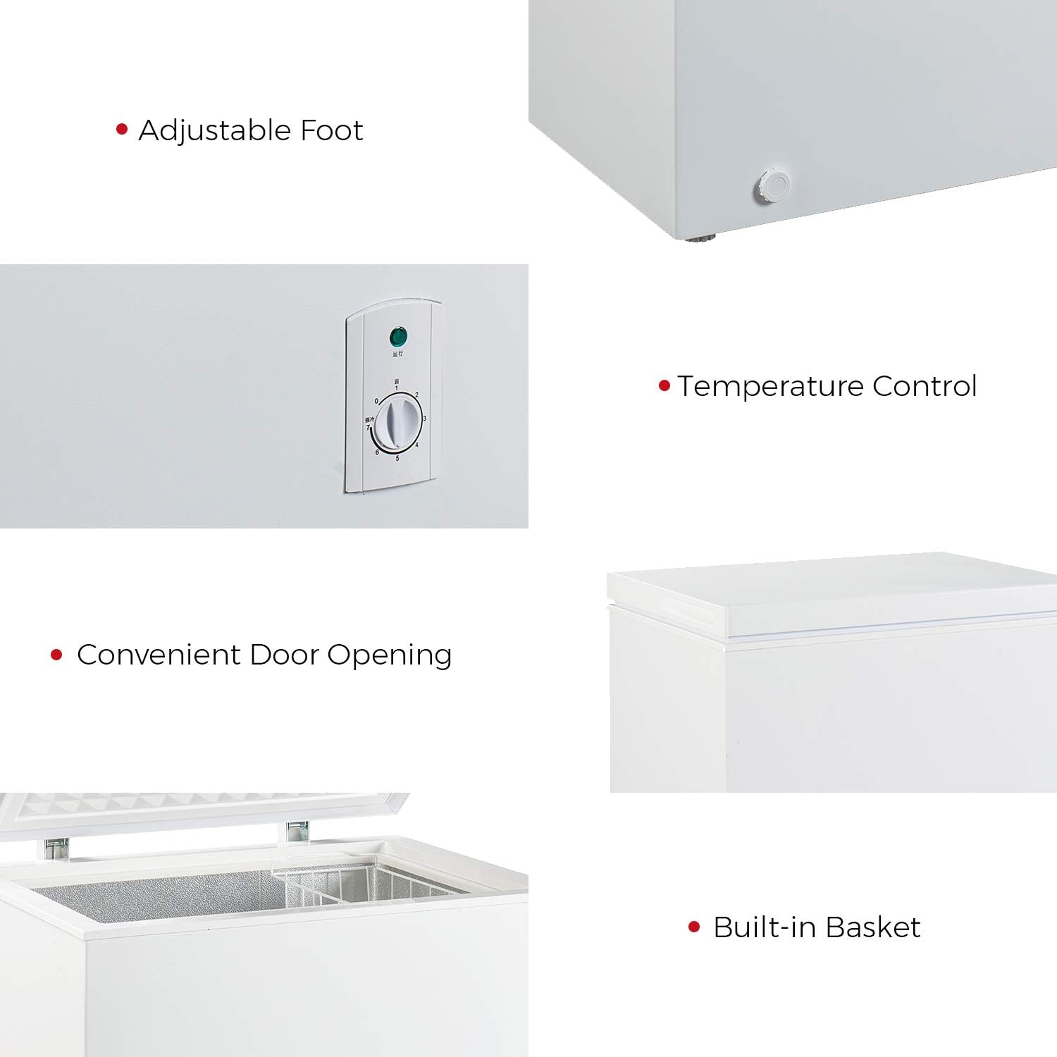 7.0 Cubic Feet Chest Freezer with Adjustable Thermostat and Storage Basket X475260