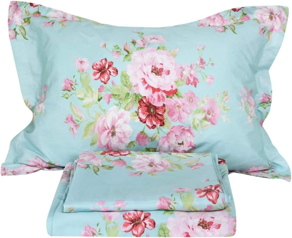 Floral Cotton Sheet Set with Deep Pocket, 4-Piece King Size X92114