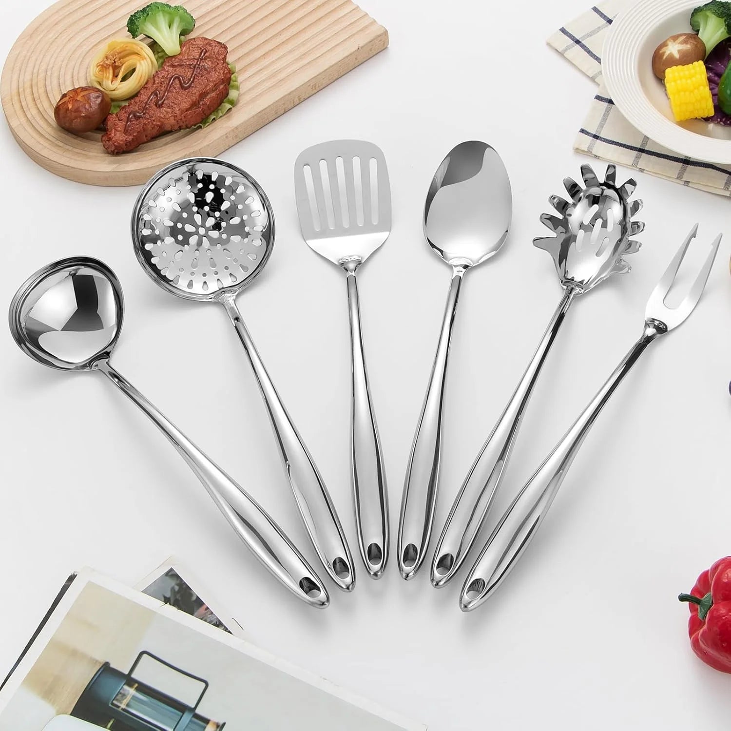 Matte Stainless Steel Kitchen Utensils Set, 11 Pieces M220355