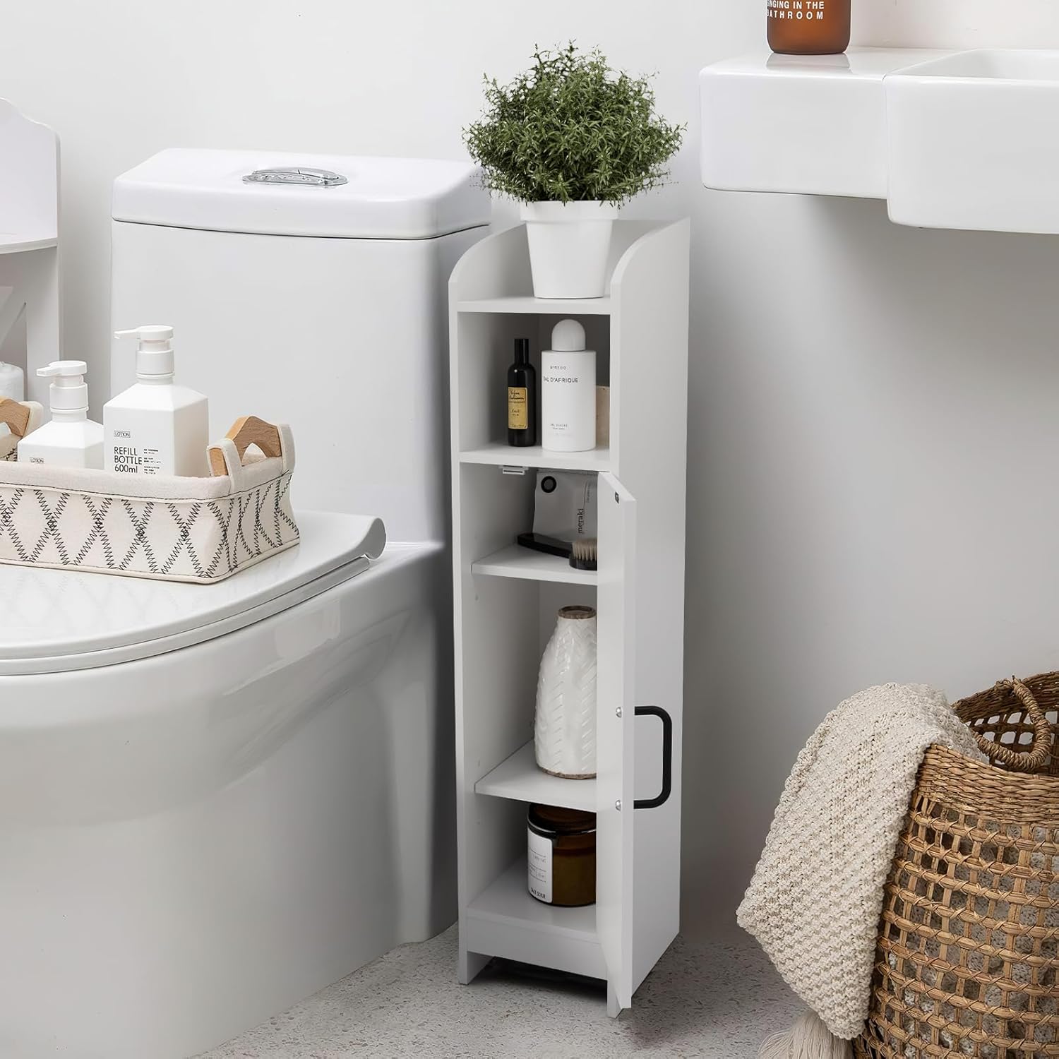 Bathroom Storage Cabinet with Door and Adjustable Shelves L8916