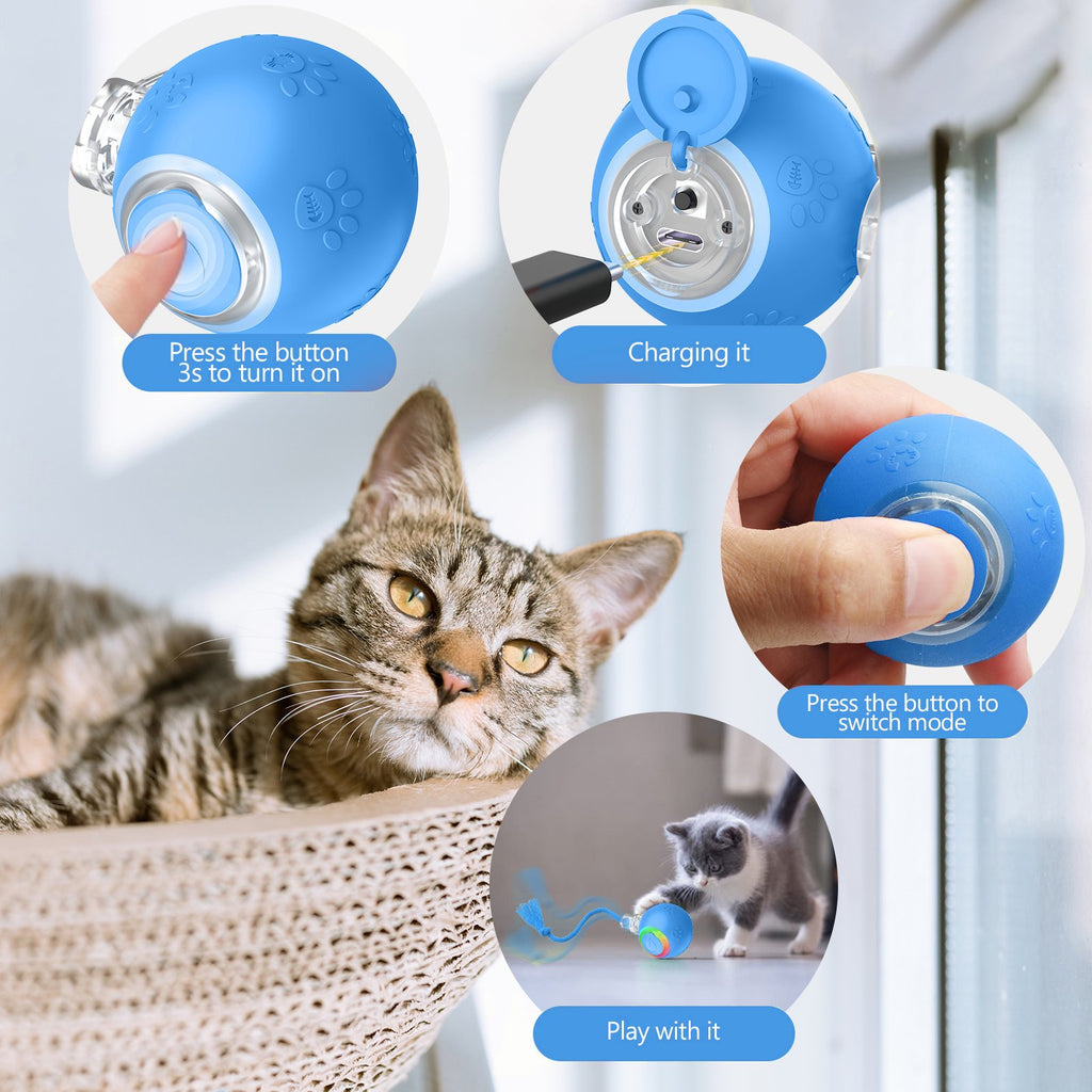 Interactive Cat Toy with Motion-Activated Rolling Ball and Chirping Sounds K939019