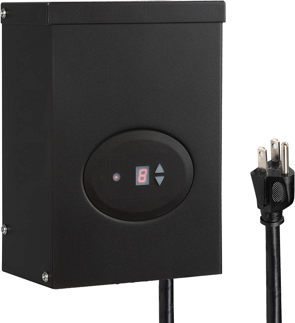 200 Watt Low Voltage Transformer for Landscape Lights - 120V AC to 12V AC Outdoor Lighting Transformer with Dusk to Dawn Sensor & Countdown Timer